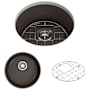 Bocchi Sotto 18-1/2" Undermount Single Basin Fireclay Bar Sink with Basin Rack and Basket Strainer Matte Brown
