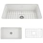 Bocchi Sotto 32" Undermount Single Basin Fireclay Kitchen Sink with Basin Rack and Basket Strainer White