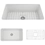 Bocchi Sotto 32" Undermount Single Basin Fireclay Kitchen Sink with Basin Rack and Basket Strainer Matte White