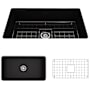 Bocchi Sotto 32" Undermount Single Basin Fireclay Kitchen Sink with Basin Rack and Basket Strainer Matte Black