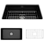 Bocchi Sotto 32" Undermount Single Basin Fireclay Kitchen Sink with Basin Rack and Basket Strainer Black