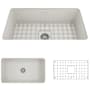 Bocchi Sotto 32" Undermount Single Basin Fireclay Kitchen Sink with Basin Rack and Basket Strainer Biscuit