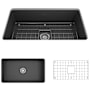 Bocchi Sotto 32" Undermount Single Basin Fireclay Kitchen Sink with Basin Rack and Basket Strainer Matte Dark Gray