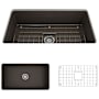 Bocchi Sotto 32" Undermount Single Basin Fireclay Kitchen Sink with Basin Rack and Basket Strainer Matte Brown