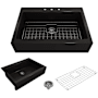 Bocchi Nuova 34" Drop In Single Basin Fireclay Kitchen Sink with Basin Rack and Basket Strainer Matte Black