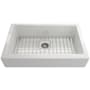 Bocchi Nuova Pro 34" Undermount Single Basin Fireclay Kitchen Sink with Basin Rack and Basket Strainer White