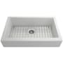 Bocchi Nuova Pro 34" Undermount Single Basin Fireclay Kitchen Sink with Basin Rack and Basket Strainer Matte White