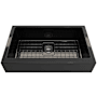 Bocchi Nuova Pro 34" Undermount Single Basin Fireclay Kitchen Sink with Basin Rack and Basket Strainer Black