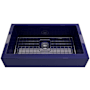 Bocchi Nuova Pro 34" Undermount Single Basin Fireclay Kitchen Sink with Basin Rack and Basket Strainer Sapphire Blue