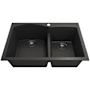 Bocchi Campino Duo 33" Undermount Double Basin Granite Kitchen Sink with Basket Strainer Matte Black