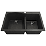 Bocchi Campino Duo 33" Undermount Double Basin Granite Kitchen Sink with Basket Strainer Metallic Black