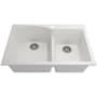 Bocchi Campino Duo 33" Undermount Double Basin Granite Kitchen Sink with Basket Strainer Milk White
