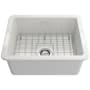 Bocchi Sotto 24" Undermount Single Basin Fireclay Kitchen Sink with Basin Rack and Basket Strainer White