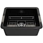 Bocchi Sotto 24" Undermount Single Basin Fireclay Kitchen Sink with Basin Rack and Basket Strainer Black