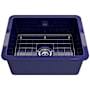 Bocchi Sotto 24" Undermount Single Basin Fireclay Kitchen Sink with Basin Rack and Basket Strainer Sapphire Blue