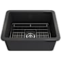 Bocchi Sotto 24" Undermount Single Basin Fireclay Kitchen Sink with Basin Rack and Basket Strainer Matte Dark Gray