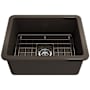 Bocchi Sotto 24" Undermount Single Basin Fireclay Kitchen Sink with Basin Rack and Basket Strainer Matte Brown