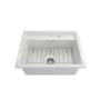 Bocchi Baveno 27" Undermount Single Basin Fireclay Kitchen Sink with Basin Rack, Basket Strainer, Colander and Cutting Board White