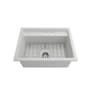 Bocchi Baveno 27" Undermount Single Basin Fireclay Kitchen Sink with Basin Rack, Basket Strainer, Colander and Cutting Board Matte White