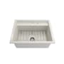 Bocchi Baveno 27" Undermount Single Basin Fireclay Kitchen Sink with Basin Rack, Basket Strainer, Colander and Cutting Board Biscuit