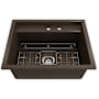 Bocchi Baveno 27" Undermount Single Basin Fireclay Kitchen Sink with Basin Rack, Basket Strainer, Colander and Cutting Board Matte Brown