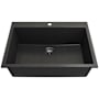 Bocchi Campino Uno 27" Undermount Single Basin Granite Kitchen Sink with Basket Strainer Metallic Black