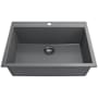 Bocchi Campino Uno 27" Undermount Single Basin Granite Kitchen Sink with Basket Strainer Concrete Gray