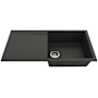 Bocchi Levanzo 39" Undermount Single Basin Granite Kitchen Sink with Basket Strainer and Drain Board Matte Black