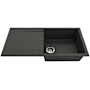 Bocchi Levanzo 39" Undermount Single Basin Granite Kitchen Sink with Basket Strainer and Drain Board Metallic Black