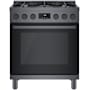 Bosch 800 Series 30 Inch Wide 3.9 Cu. Ft. Free Standing Dual Fuel Range with Convection Pro and QuietClose Black Stainless Steel