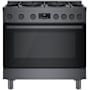 Bosch 800 Series 36 Inch Wide 3.7 Cu. Ft. Free Standing Dual Fuel Range with Convection Pro and QuietClose Black Stainless Steel