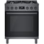 Bosch 800 Series 30 Inch Wide 3.6 Cu. Ft. Free Standing Gas Range with Convection Bake and QuietClose Black Stainless Steel
