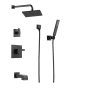 Brizo Siderna Pressure Balanced Tub and Shower System with Shower Head and Hand Shower - Rough-in Valve Included Matte Black