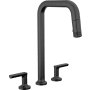 Brizo Kintsu 1.8 GPM Widespread Pull Down Kitchen Faucet with Square Spout - Less Handles Matte Black