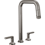 Brizo Kintsu 1.8 GPM Widespread Pull Down Kitchen Faucet with Square Spout - Less Handles Lumicoat Black Onyx