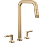 Brizo Kintsu 1.8 GPM Widespread Pull Down Kitchen Faucet with Square Spout - Less Handles Lumicoat Luxe Gold