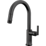 Brizo Kintsu 1.8 GPM Single Hole Pull Down Kitchen Faucet with Arc Spout - Less Handle Matte Black