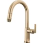 Brizo Kintsu 1.8 GPM Single Hole Pull Down Kitchen Faucet with Arc Spout - Less Handle Lumicoat Luxe Gold
