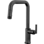 Brizo Kintsu 1.8 GPM Single Hole Pull Down Kitchen Faucet with Square Spout - Less Handle Matte Black