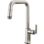 Brizo Kintsu 1.8 GPM Single Hole Pull Down Kitchen Faucet with Square Spout - Less Handle Lumicoat Stainless