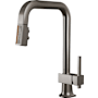 Brizo Frank Lloyd Wright 1.8 GPM Single Hole Pull Down Kitchen Faucet with Square Spout and Wood/Concrete Inlay - Less Handle Brilliance Black Onyx / Wood