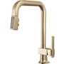 Brizo Frank Lloyd Wright 1.8 GPM Single Hole Pull Down Kitchen Faucet with Square Spout and Wood/Concrete Inlay - Less Handle Luxe Gold / Wood