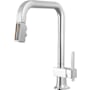 Brizo Frank Lloyd Wright 1.8 GPM Single Hole Pull Down Kitchen Faucet with Square Spout and Wood/Concrete Inlay - Less Handle Polished Chrome / Teak Wood