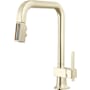 Brizo Frank Lloyd Wright 1.8 GPM Single Hole Pull Down Kitchen Faucet with Square Spout and Wood/Concrete Inlay - Less Handle Brilliance Polished Nickel / Wood