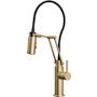Brizo Odin 1.8 GPM Pre-Rinse Pull-Down Kitchen Faucet with Dual Jointed Articulating Arm and Magnetic Docking Spray Head Luxe Gold