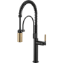 Brizo Litze 1.8 GPM Single Hole Pull Down Kitchen Faucet Matte Black / Luxe Gold