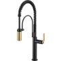 Brizo Litze 1.8 GPM Single Hole Pull Down Kitchen Faucet Matte Black / Luxe Gold