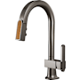 Brizo Frank Lloyd Wright 1.8 GPM Single Hole Pull Down Prep Kitchen Faucet with Arc Spout and Wood Inlay - Less Handle Brilliance Black Onyx / Wood