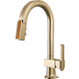 Brizo Frank Lloyd Wright 1.8 GPM Single Hole Pull Down Prep Kitchen Faucet with Arc Spout and Wood Inlay - Less Handle Luxe Gold / Wood
