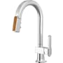 Brizo Frank Lloyd Wright 1.8 GPM Single Hole Pull Down Prep Kitchen Faucet with Arc Spout and Wood Inlay - Less Handle Polished Chrome / Teak Wood